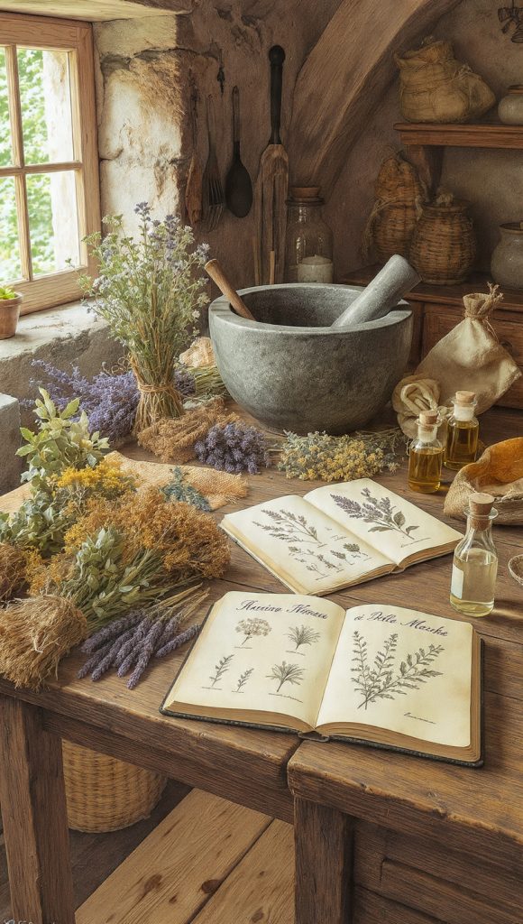 Erbe medicinali delle masche ruta assenzio rosmarino